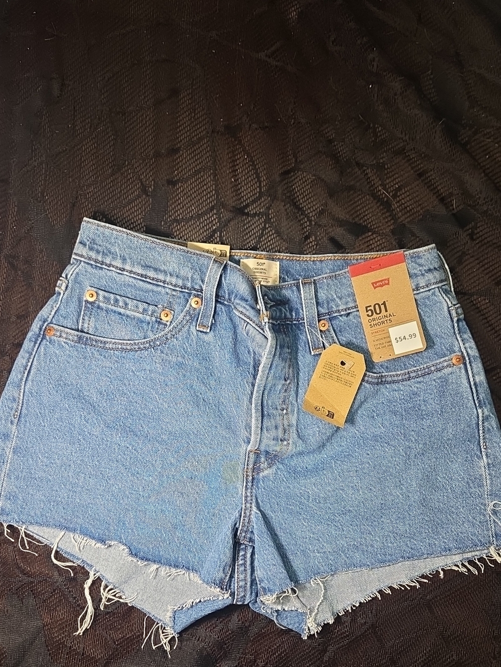 Levi's Light Blue Denim Cutoff Shorts with Frayed Hem Size 27